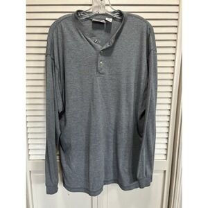 Northcrest Gray Long‎ Sleeve 3 Button Crew Neck T-Shirt Size XLT (46-48)